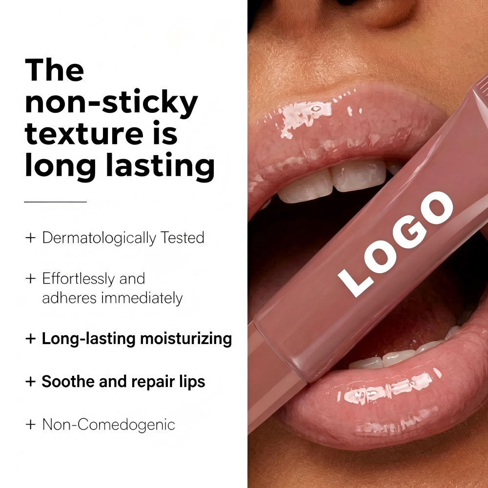 5piece Custom Logo Hydrating Liquid Lip Balm High Shine Non-Sticky Long-Lasting Waterproof Moisturizing Vegan Private Label