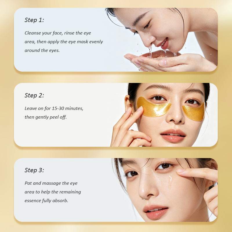 Vegan 24K Gold Collagen Eye Mask, Wrinkle &amp; Dark Circle Reduction, Hydrating, Cleansing, Repairing for Late-Night Under Eye Skin