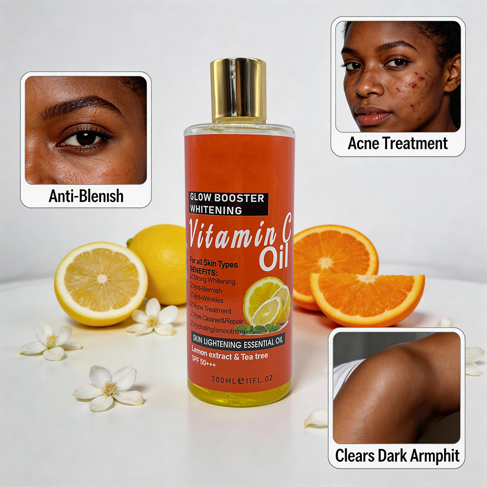 Vitamin C Whitening Oil Lemon Extract &amp; Tea Tree Anti-Wrinkles Acne Treatment Dry Skin Oil for Face &amp; Body Wholesale