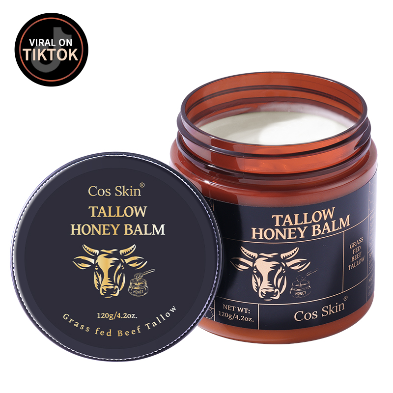 Private Label Skin Care Natural Moisturizer Organic Grass-Fed Whipped Beef Tallow and Honey Balm with Raw Honey for Skin