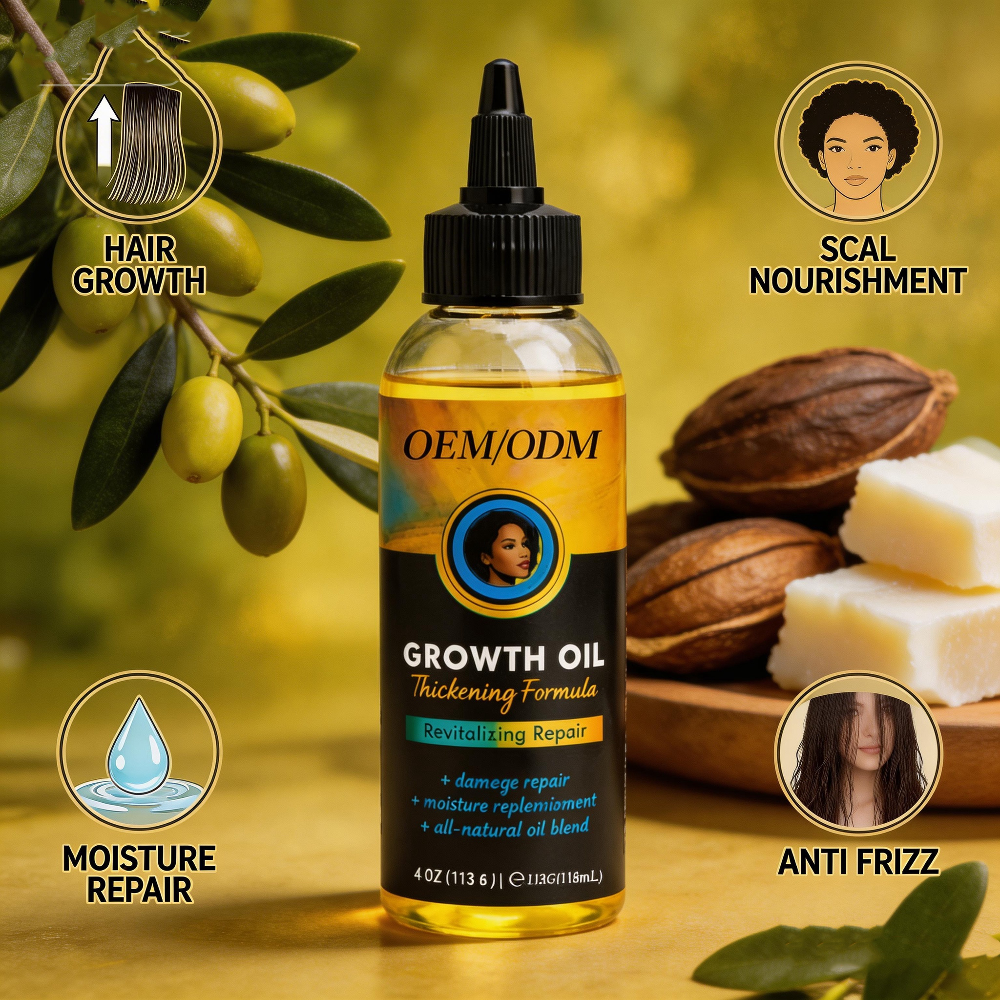 Hair Loss Treatment OEM/ODM Private Label Natural Organic 2-IN-1 Hair Thickening Serum Growth Oil Moisturizing Revitalizing