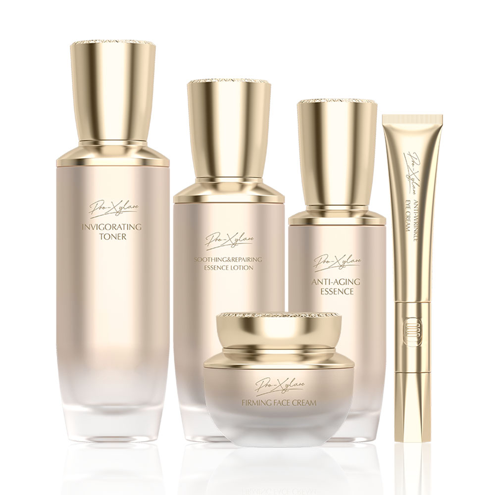 Private Label 5% Pro-Xylane Anti-Wrinkle &amp; Firming Skincare Set OEM | Toner Essence Cream Serum for Wrinkle Repair &amp; Brightening