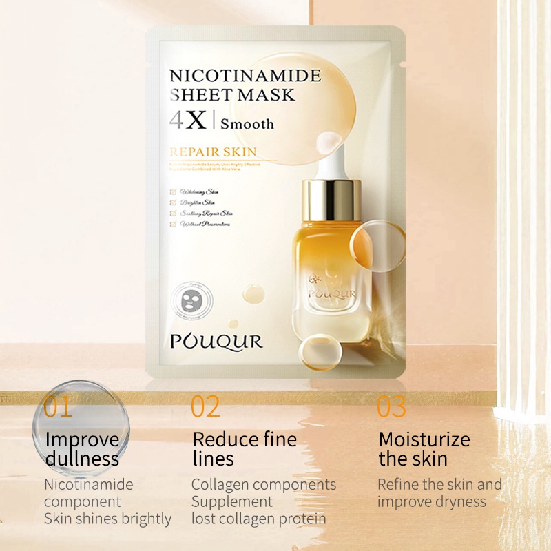 POUQUR Niacinamide Whitening Essence Mask Hydrating Salicylic Acid Collagen Moisturizing Face Moisturizing Facial Mask Sheet