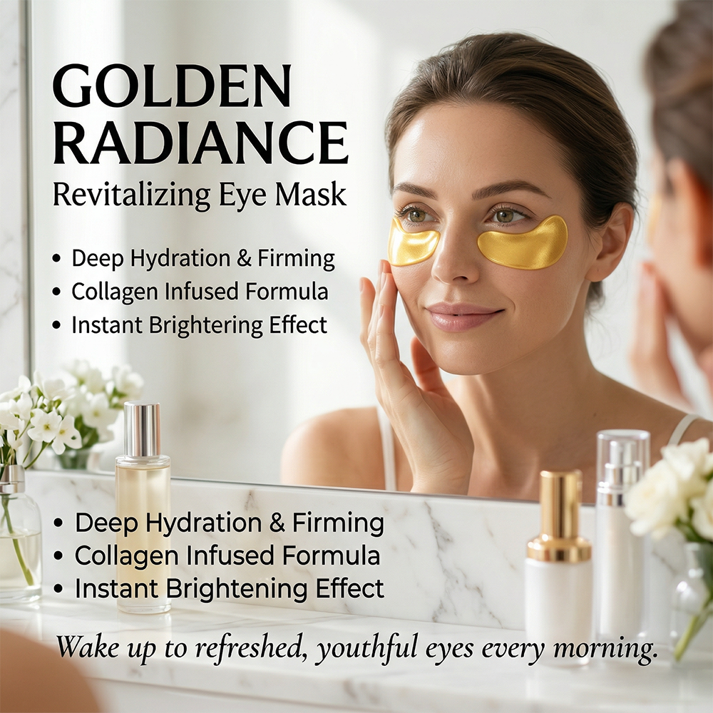 24K Gold Under Eye Patches For Sensitive Skin Collagen Eye Mask Hydrating Depuffing Anti-Wrinkle Dark Circles Eye Bags Care
