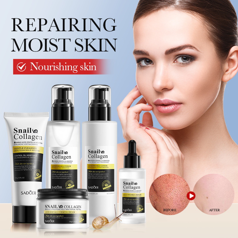 Facial Skin Care Products Wholesale Sensitive Skin Repair Face Serum Face Cream Lotion Snail Collagen Skin Care Set