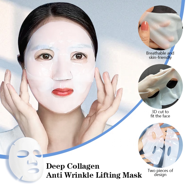 Organic Bio Collagen Jelly Face Mask Sheet Firming Anti-Wrinkle Brightening Hydrating Retinol Centella Vitamin C Herbal Vegan