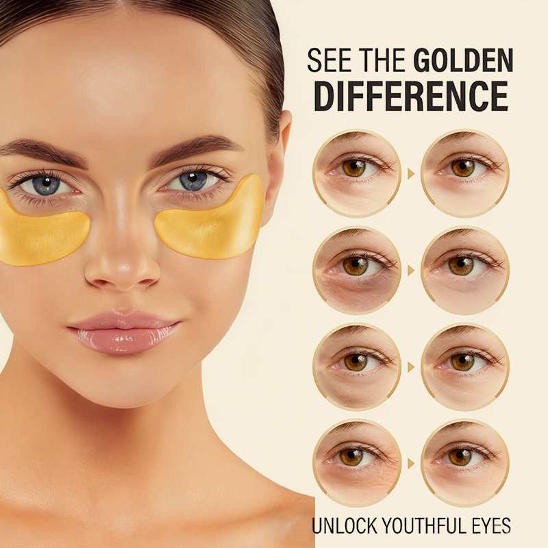 24K Gold Under Eye Patches For Sensitive Skin Collagen Eye Mask Hydrating Depuffing Anti-Wrinkle Dark Circles Eye Bags Care