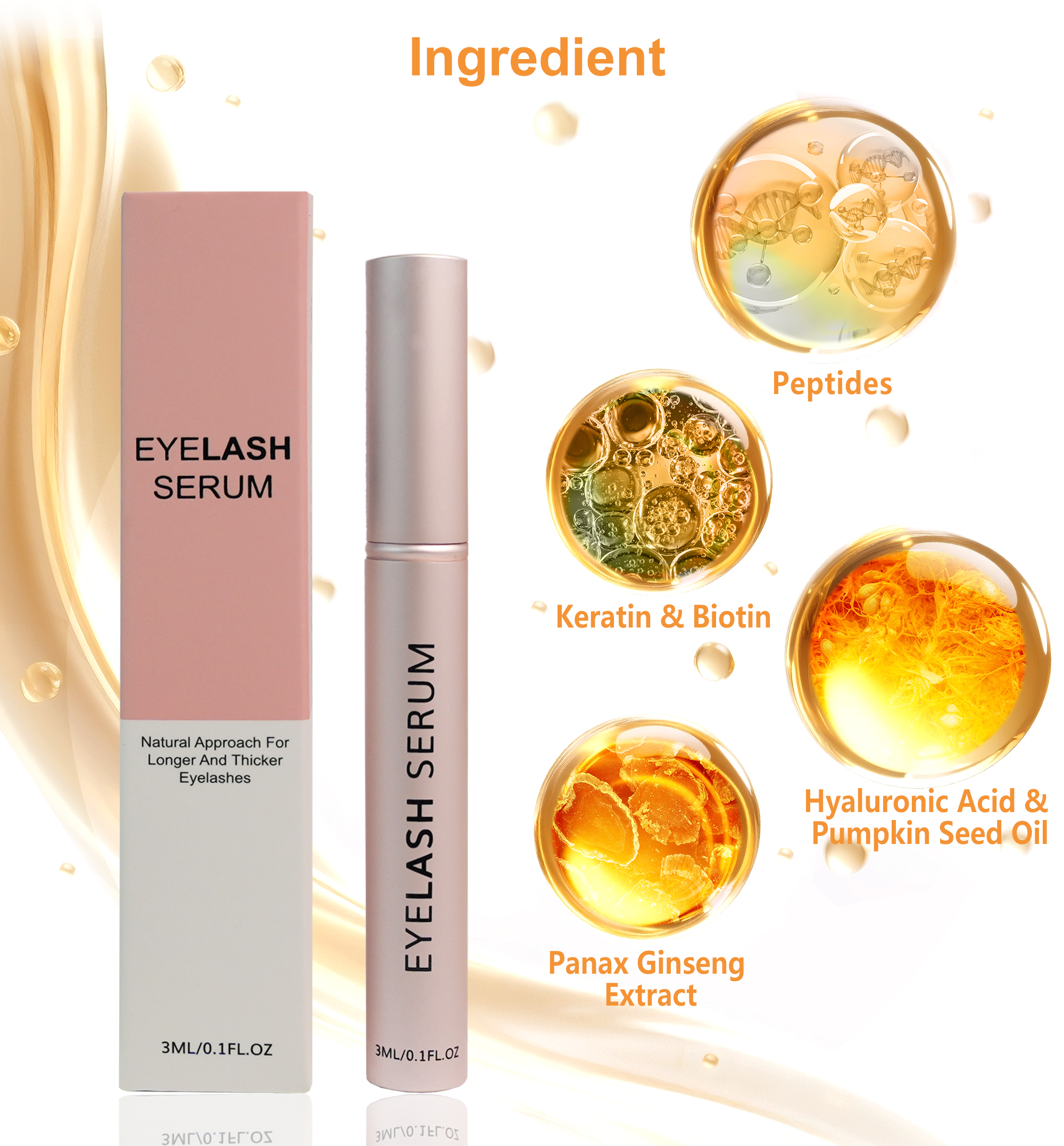 Natural Wholesale Custom Organic Vegan Eye Enhancer Grow Liquid Lash Boost Growth No Logo Eyelash Serum Private Label With Brush