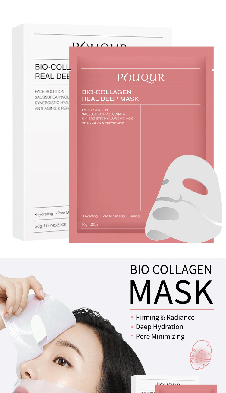 Organic Bio-Collagen Face Hydrogel Sheet Mask Real Deep Hydrating Overnight Pore Minimizing Infused Vitamin C Niacinamide