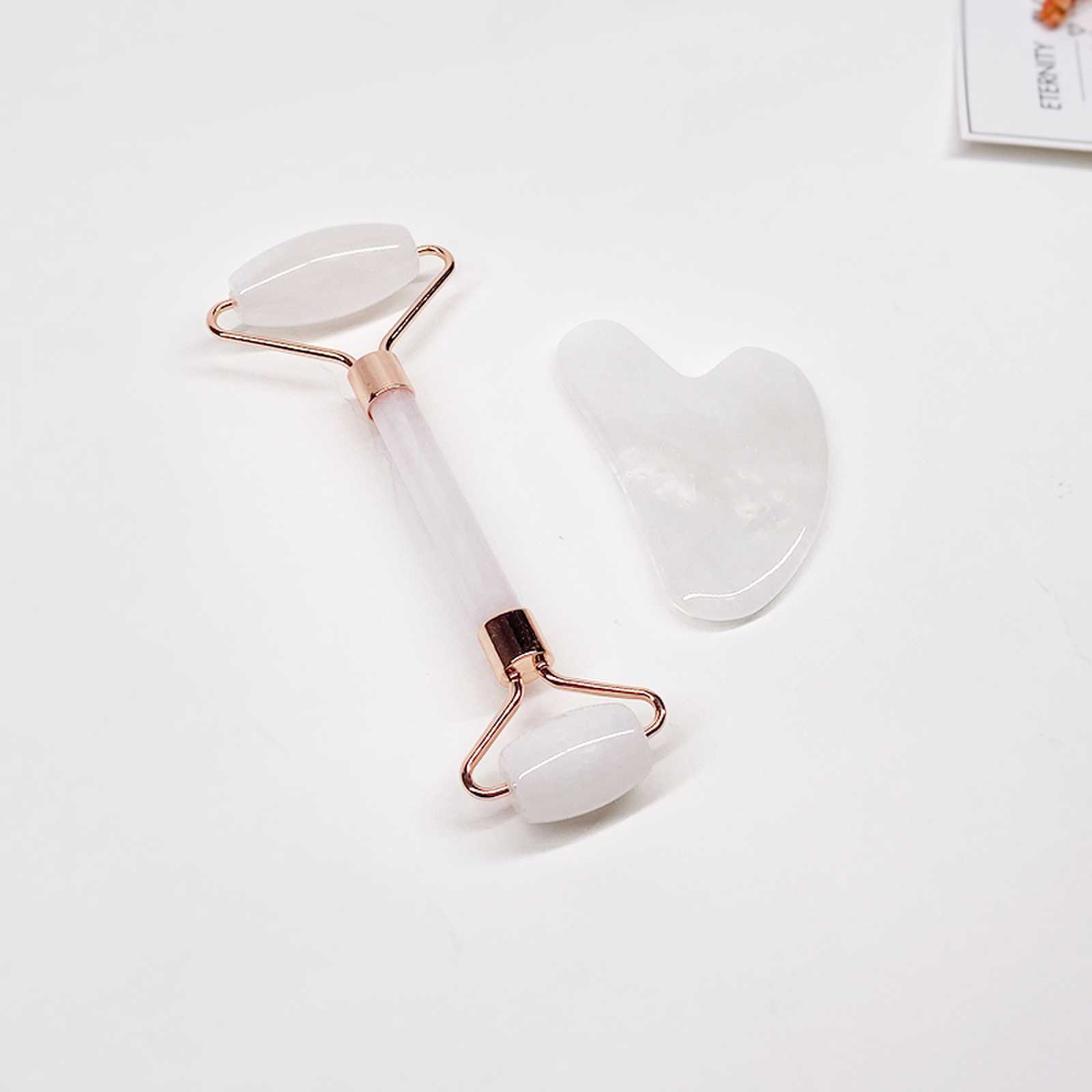 Wholesale Skin Care Tools Custom Natural Facial Massage Crystal Roller Rose Quartz Face Jade Roller Gua Sha Set