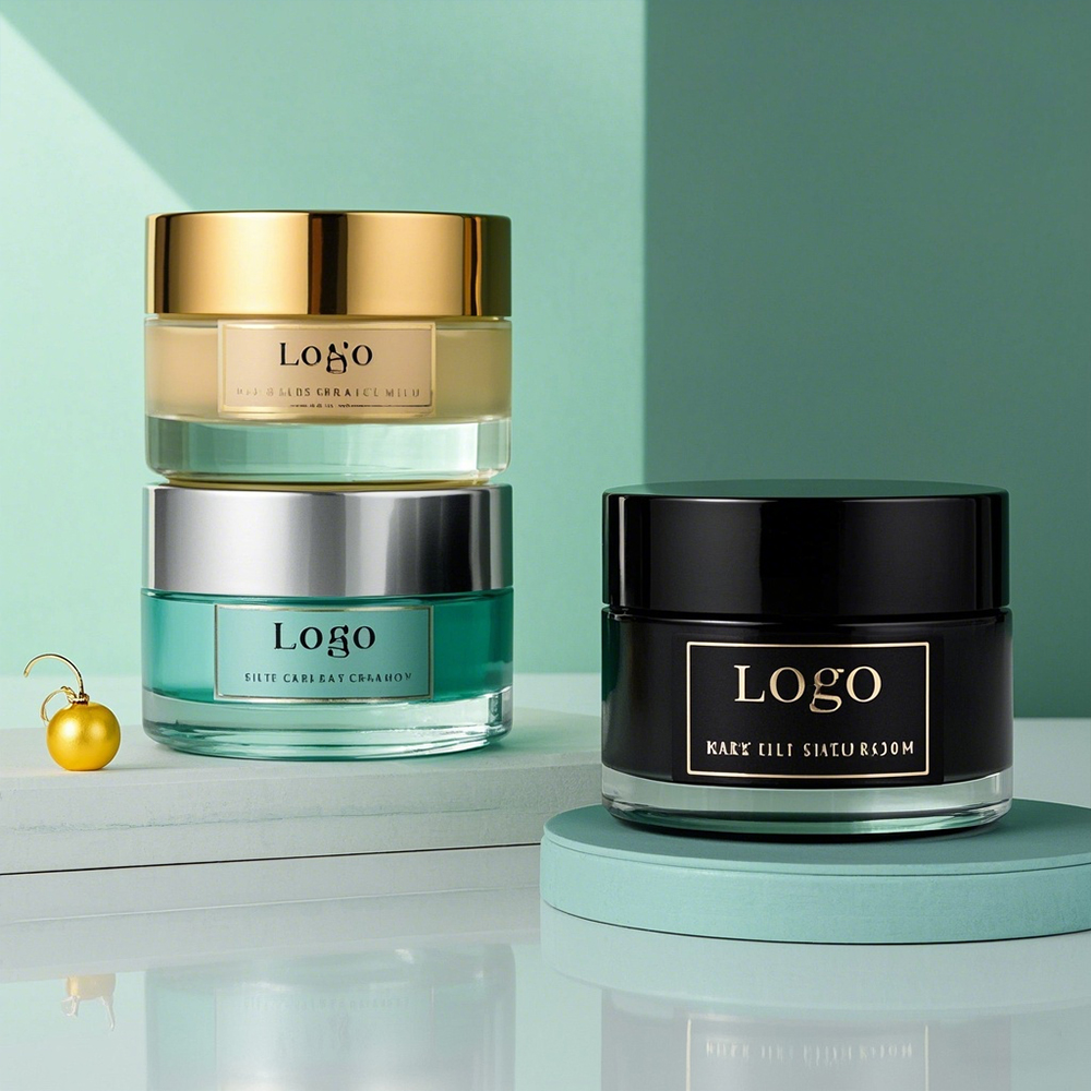 Zero Waste Recycled Glass Skincare Jar with Bamboo Cap Sustainable Packaging for Cream Lotion Eye Cream for Cosmetic Brands