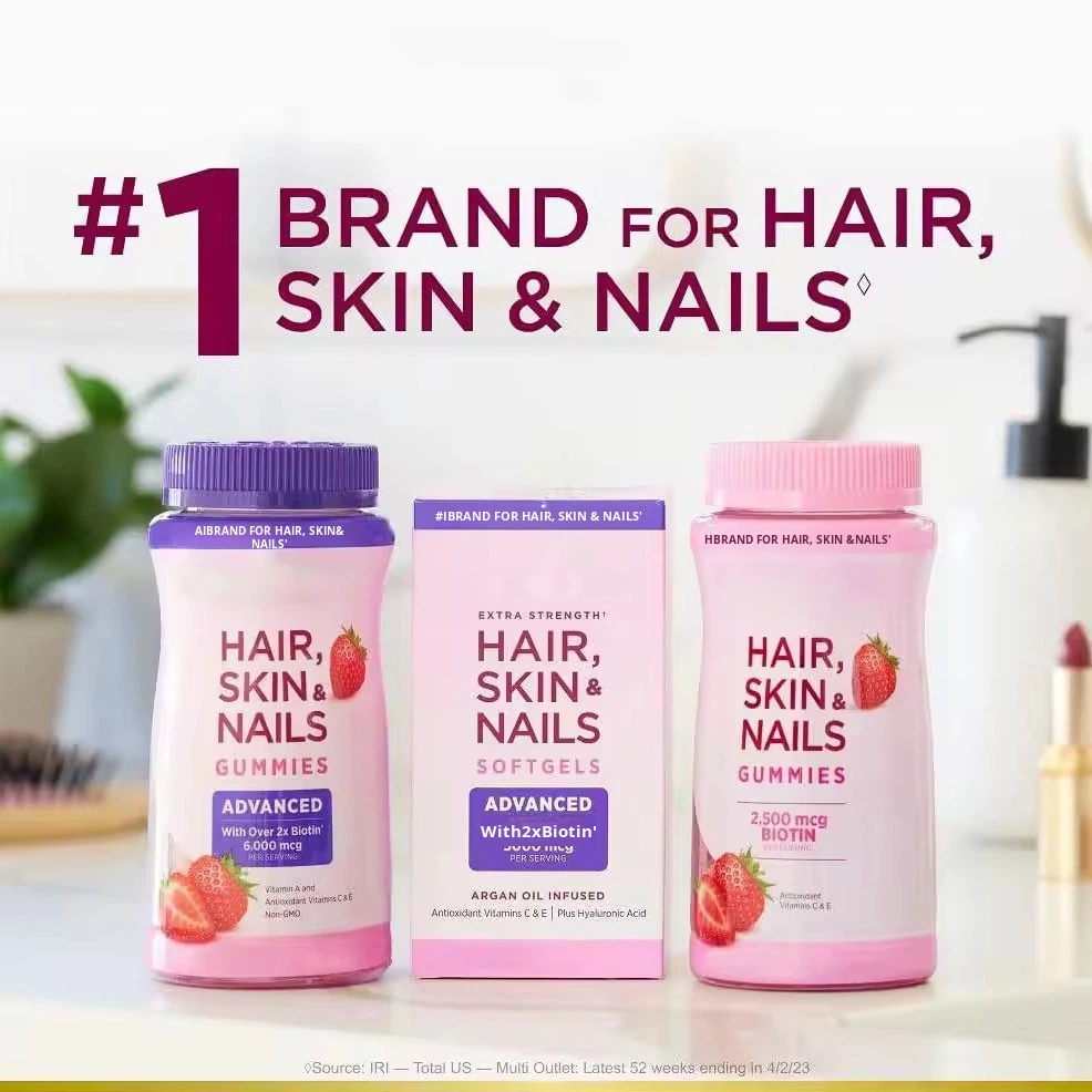 ODM/OEM Natural Hair Skin Nails Gummy Supplements Vitamin C Biotin Collagen Keratin Anti-Aging Beauty Support Adult Use
