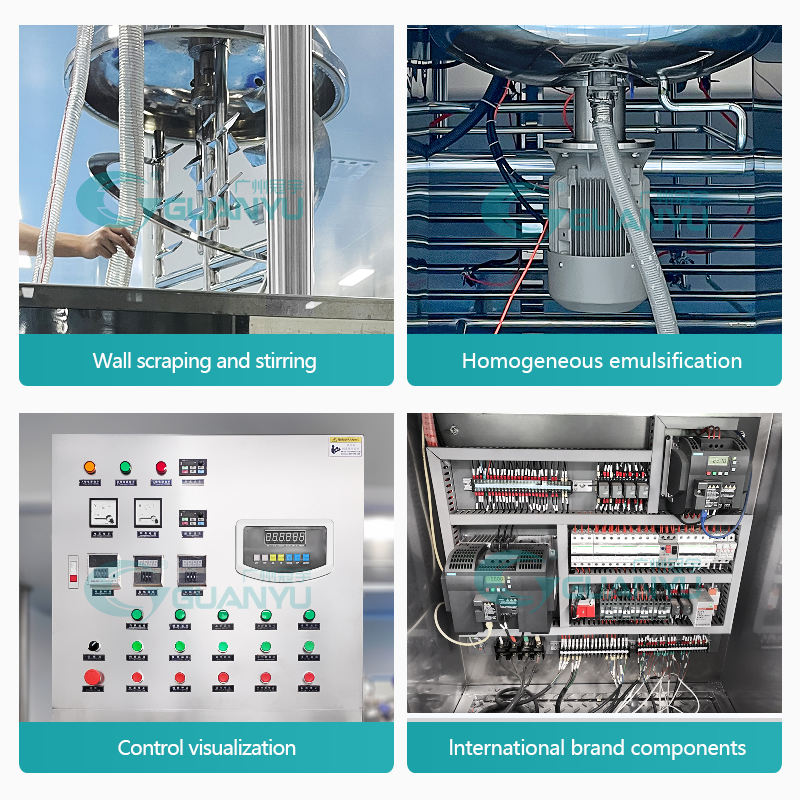 Guanyu Cosmetic Making Machine Automatic Production Line Cosmetic Skin Care Cream Mixer Vacuum Homogeneous Emulsifying Machine