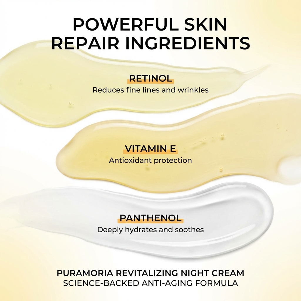 Wholesale Skincare PURAMORIA Anti-Aging Retinol Cream Face Night Cream for Reduce Fine Lines 50ml