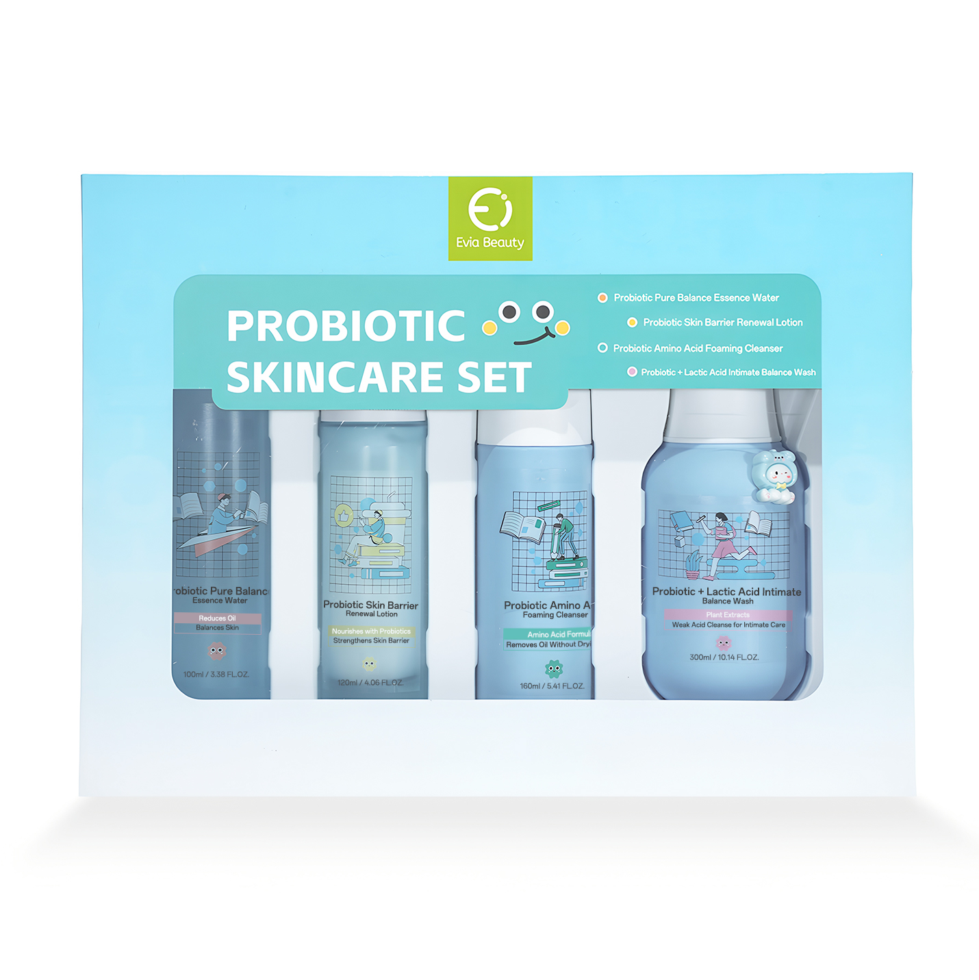OEM/ODM Probiotic Skin Care Set Dermatologist-Tested Balance Oil &amp; Barrier Strengthening Amino Acid Cleanser with Lactic Acid
