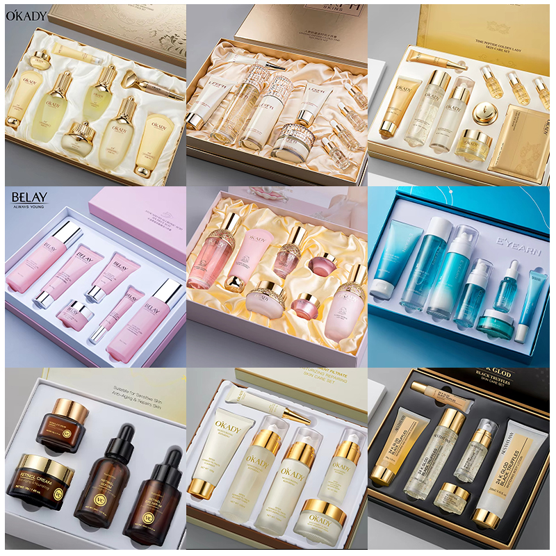 ODM OEM Factory Private Label Facial Set Glowing Whitening Organic Serum Cream Beauty Facial Skin Care Products Facial Set