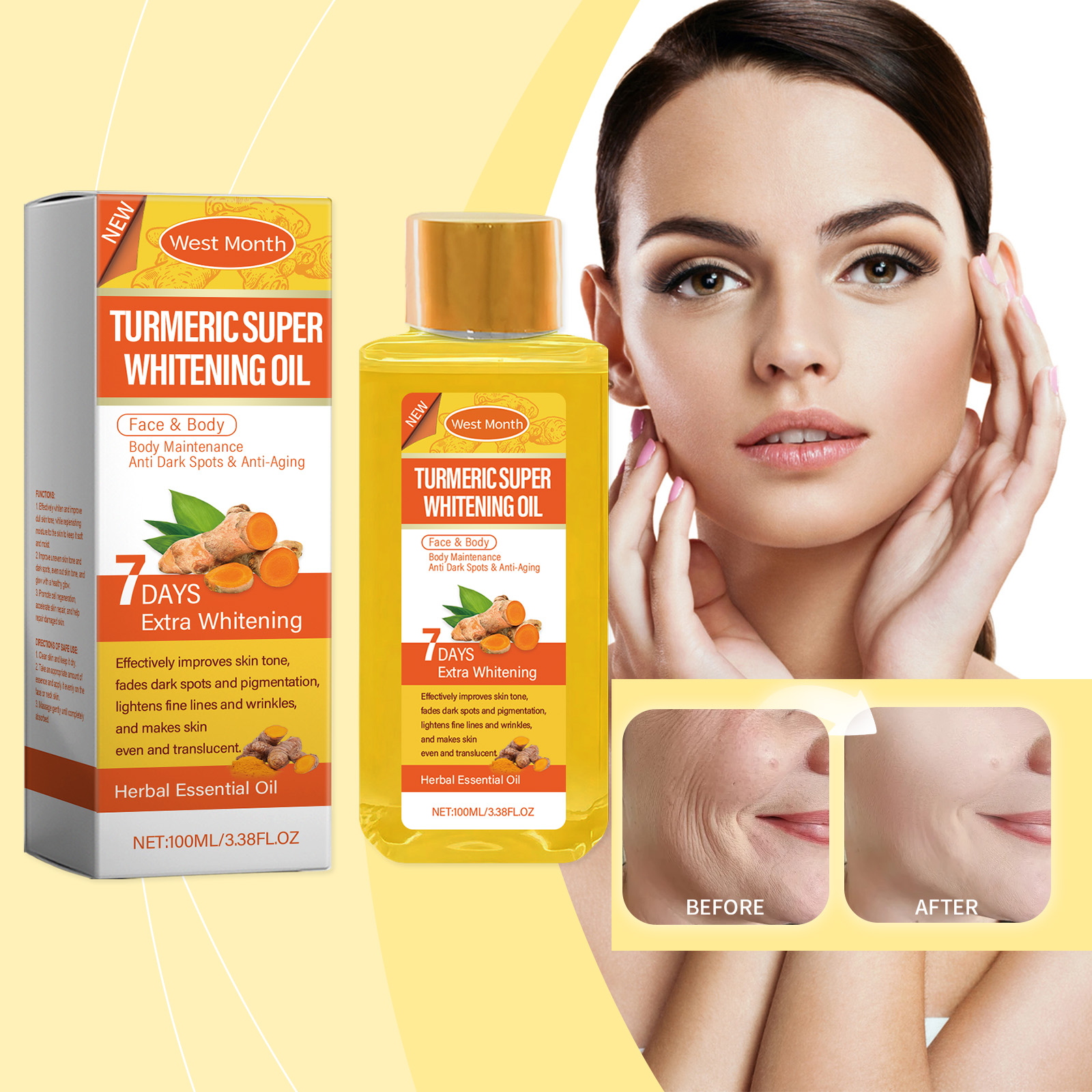 West&amp;Month 100ml Essential Oil Carrot for Skin Care Face &amp; Body Massage Moisturizing Lightening &amp; Whitening