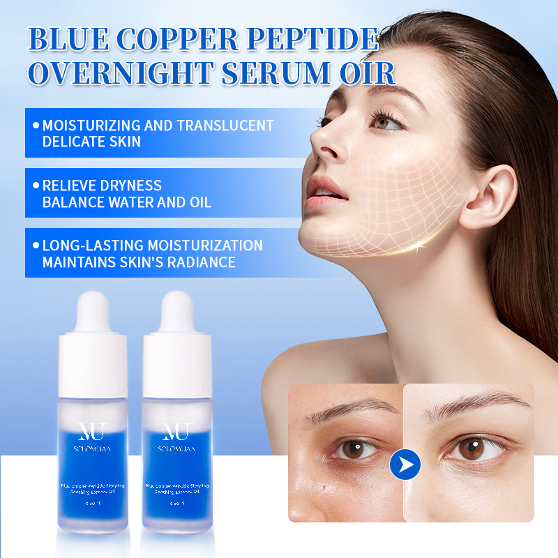 Blue Copper Peptide Sleeping Oil OEM Manufacturer I Private Label Moisturizing Firming Anti-Wrinkle - Custom Design &amp; Formula