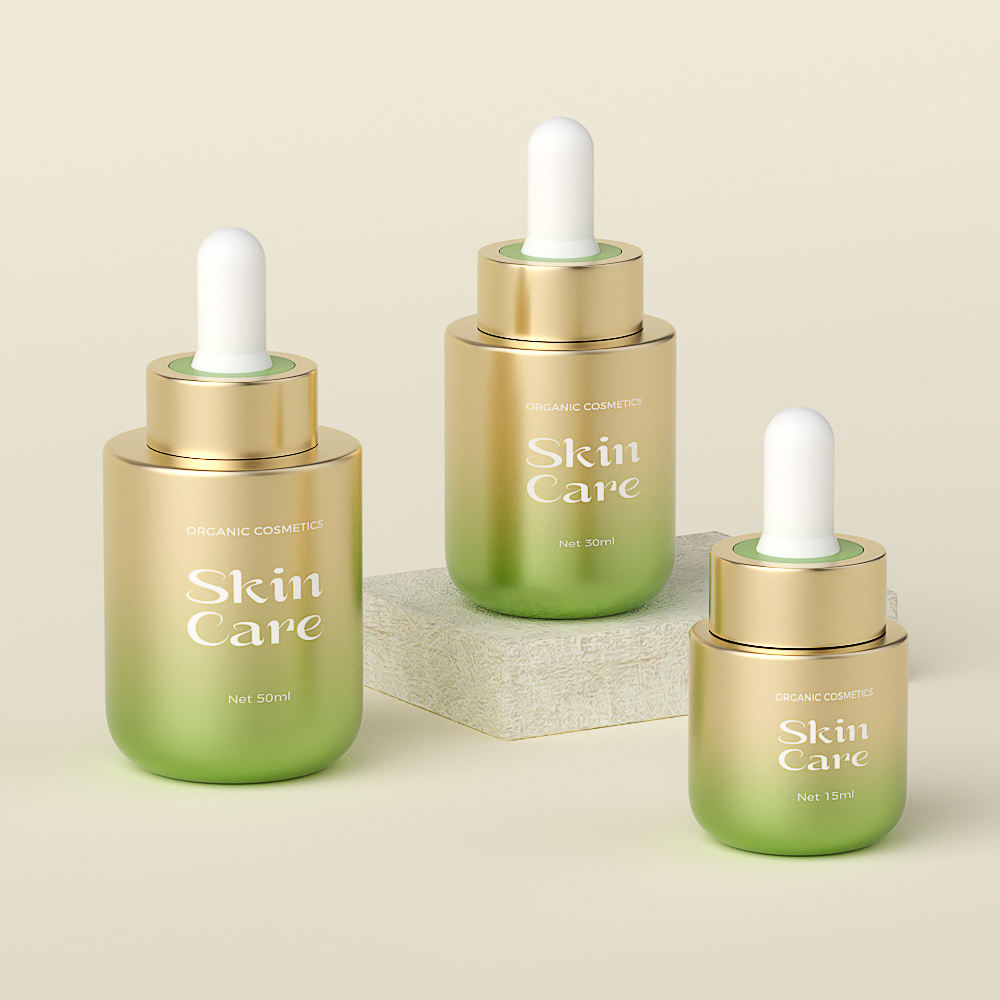 Eco Friendly Dark Green Glass Serum Dropper Bottle Empty Cosmetic Container for Organic Face Essence Oil Skincare Packaging