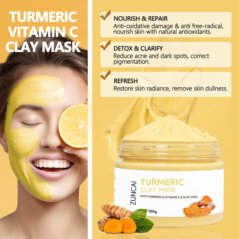Private Label Brightening Skincare Anti Acne Dark Spot Turmeric Facial Kit Anti Aging Tumeric Skin Care Set