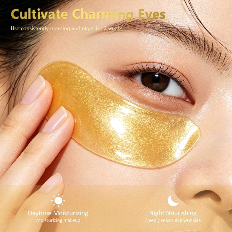 Vegan 24K Gold Collagen Eye Mask, Wrinkle &amp; Dark Circle Reduction, Hydrating, Cleansing, Repairing for Late-Night Under Eye Skin