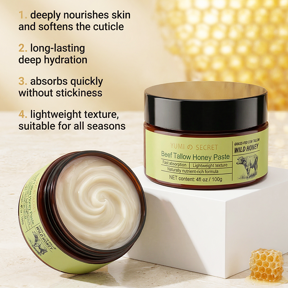 Natural Honey Beef Tallow Balm Moisturizes and Soothes Sensitive Skin Non Greasy Fast Absorbing Gentle Daily Skin Care Product