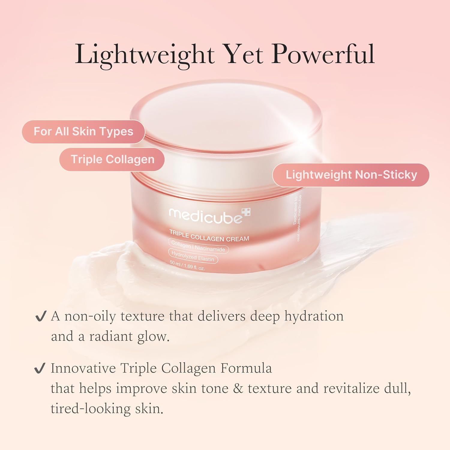 medicube Triple Collagen Cream Hydrating Firming Moisturizer with Shea Butter Wrinkle Care Boosts Elasticity Korean Skincare