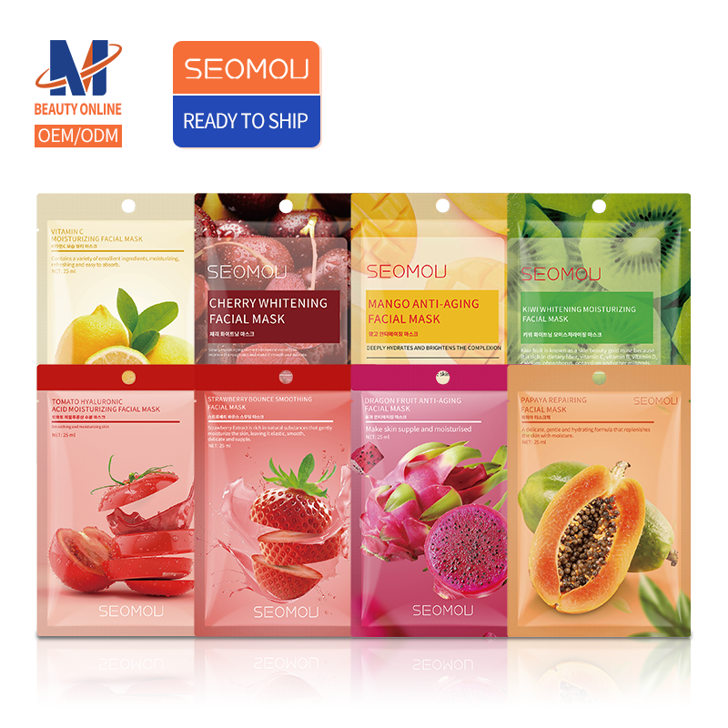Hot-selling Private Label Factory Price Korean Sheet Facial Mask Female Whitening Hydrating Best Fruit Moisturizing Face Mask