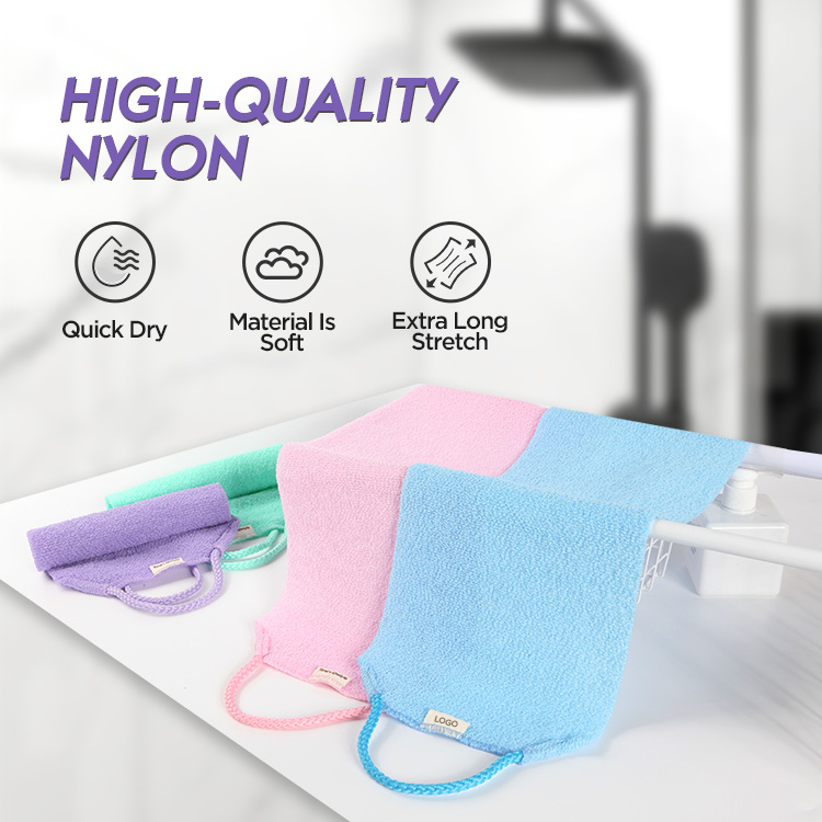 Eco-Friendly Nylon Body Scrubber Extra Long Back Scrubber Washcloth for Shower Deep Pore Cleansing