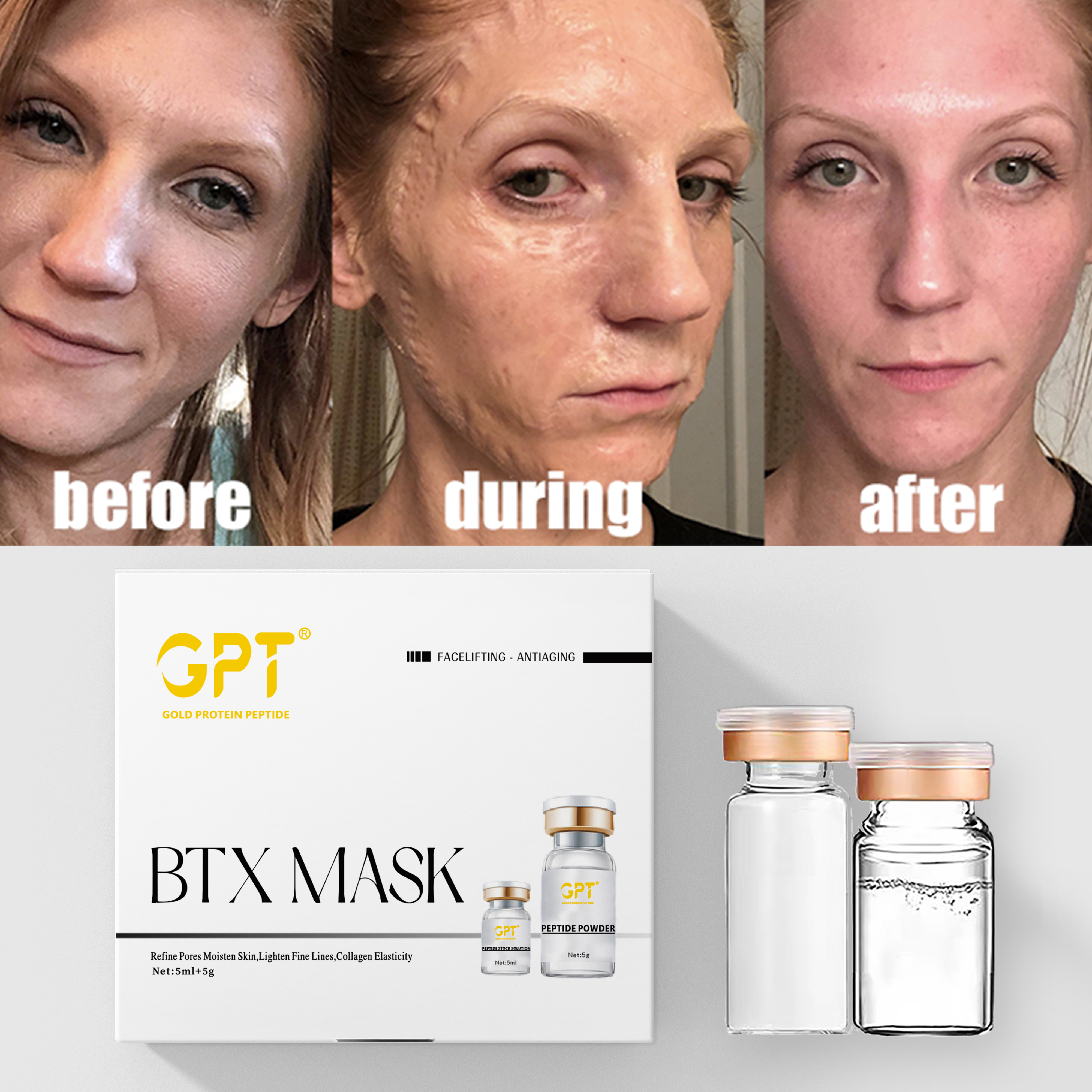 OEM d Professional Spa Beauty Reducing Wrinkles Neck Stretch Marks Peptide Contour Powder Mask Youthful Contour Mask