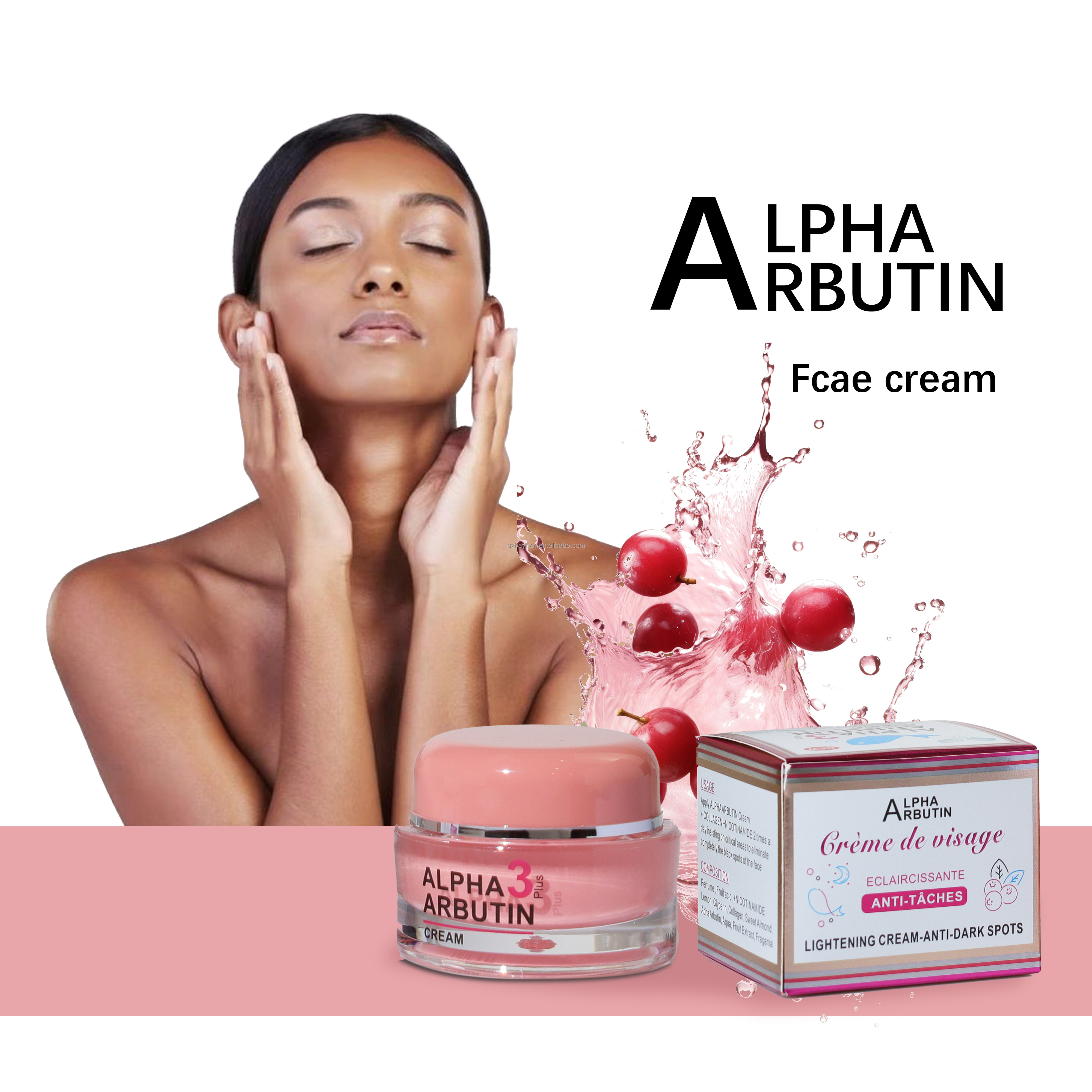 OEM Natural Face Whitening Cream with Alpha Arbutin &amp; Kojic Acid Hyaluronic Acid Moisturizing &amp; Anti-Aging for All Skin Types