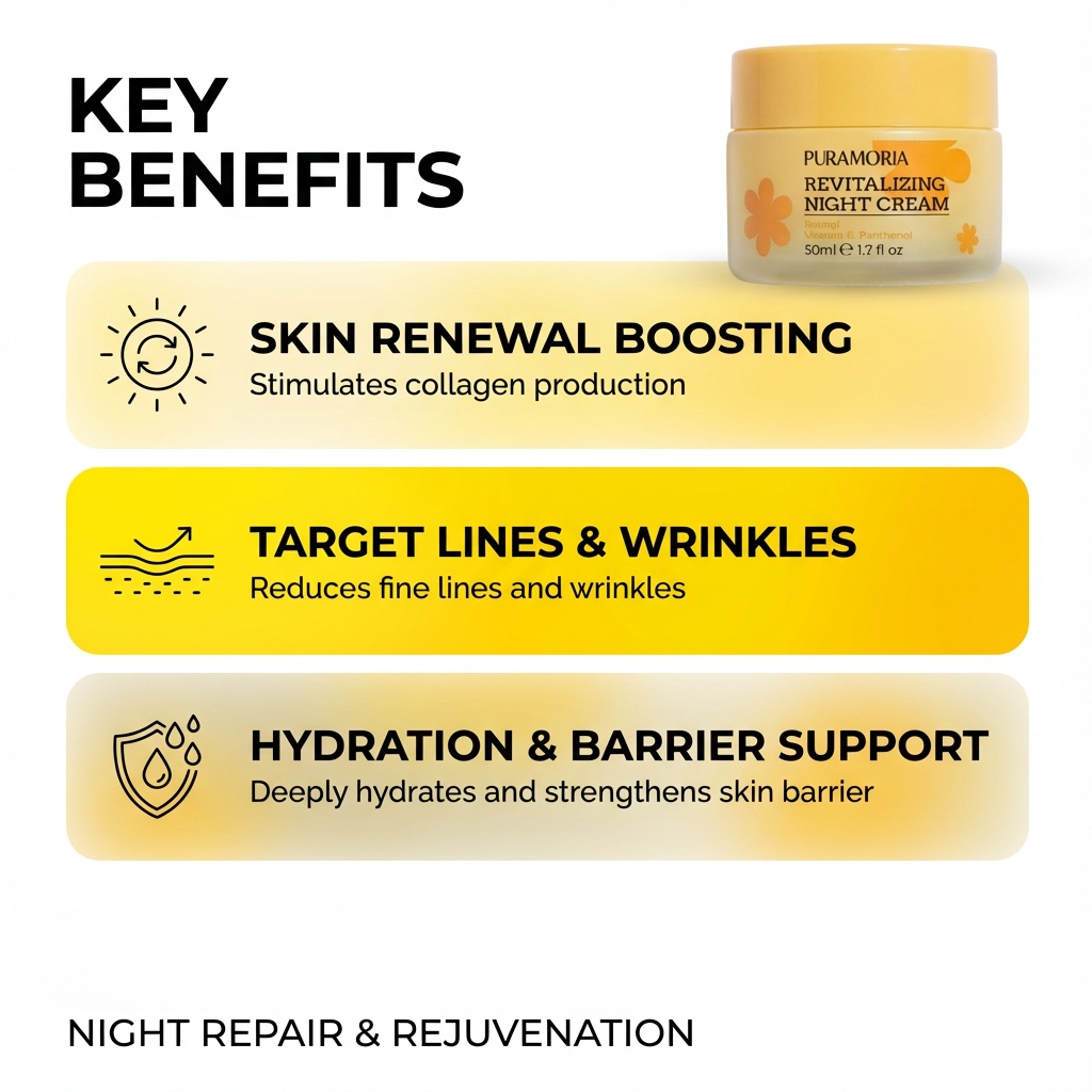Wholesale Skincare PURAMORIA Anti-Aging Retinol Cream Face Night Cream for Reduce Fine Lines 50ml