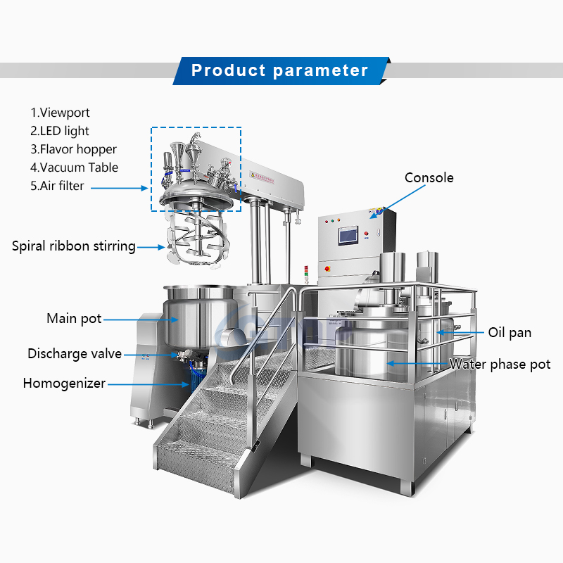 Hydraulic Lift Vacuum Emulsifying Mixer Machine Cosmetic Cream Manufacture Production Line Face Lotion Ointment Making Machine