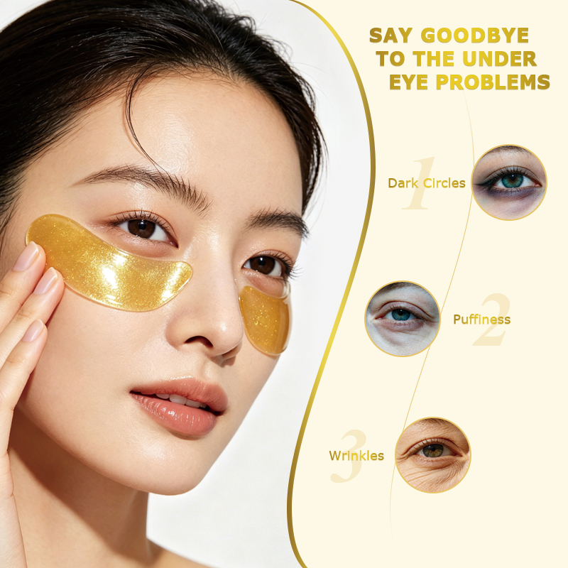 Vegan 24K Gold Collagen Eye Mask, Wrinkle &amp; Dark Circle Reduction, Hydrating, Cleansing, Repairing for Late-Night Under Eye Skin