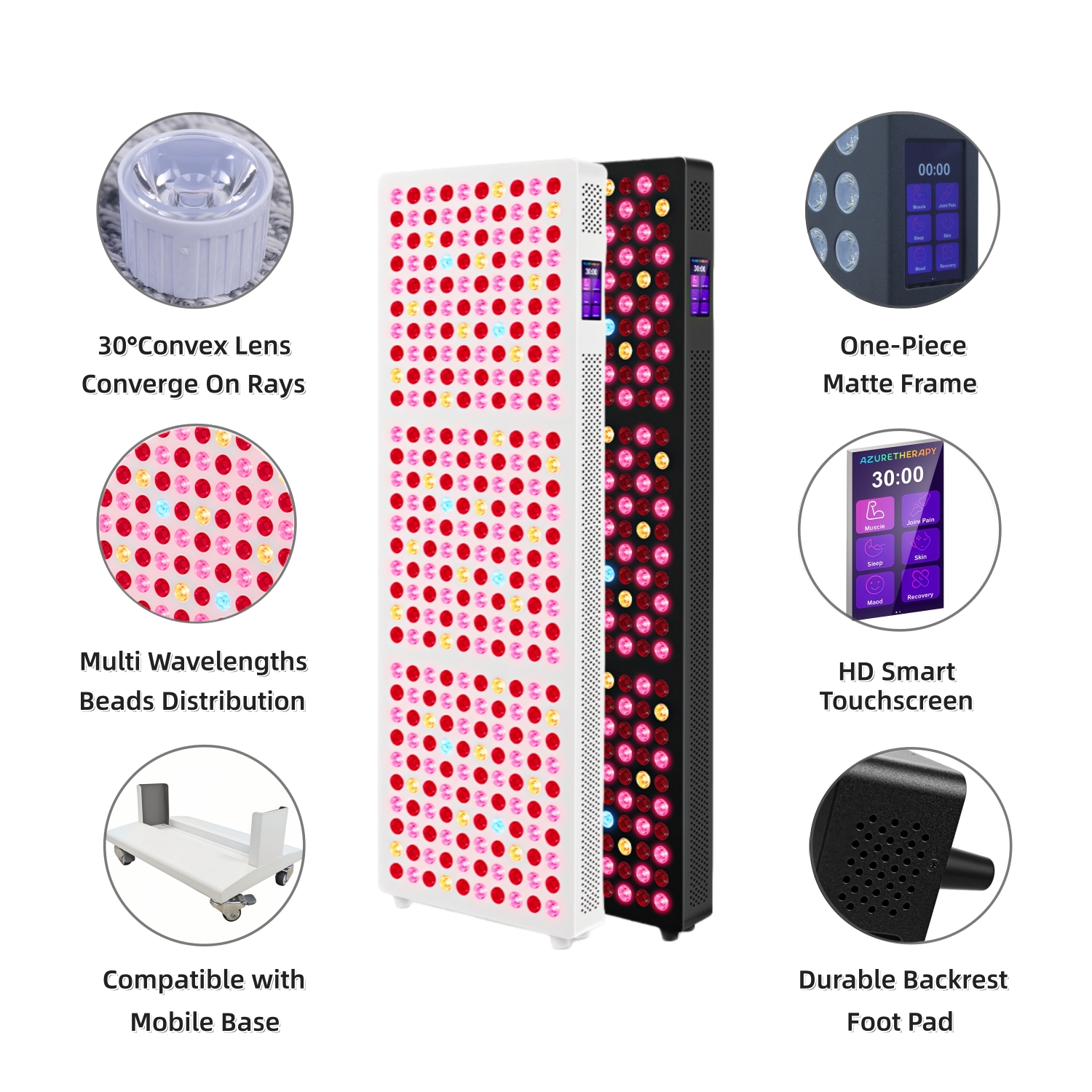 AZURE OEM ODM Salon Sauna Use Touch Screen Beauty Skin Care Face Body PDT Machine Infared Device Led Red Light Therapy Panel
