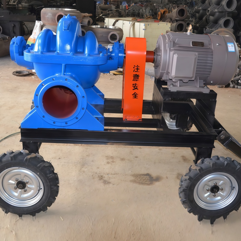 Bomba centrífuga automática de agua de gran caudal horizontal diésel para riego agrícola, bomba de doble succión de carcasa dividida