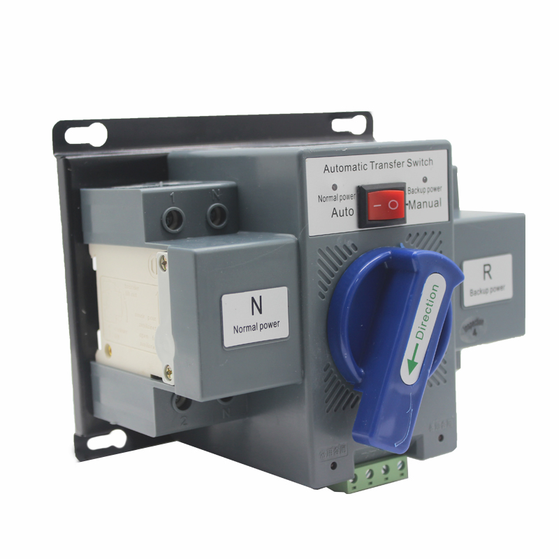 Interruptor de Transferencia Automática de Doble Potencia, 2 Polo, 63A Corriente Nominal Interruptor de Control de Apagado para Interrupción de Circuito CB Miniatura Inteligente