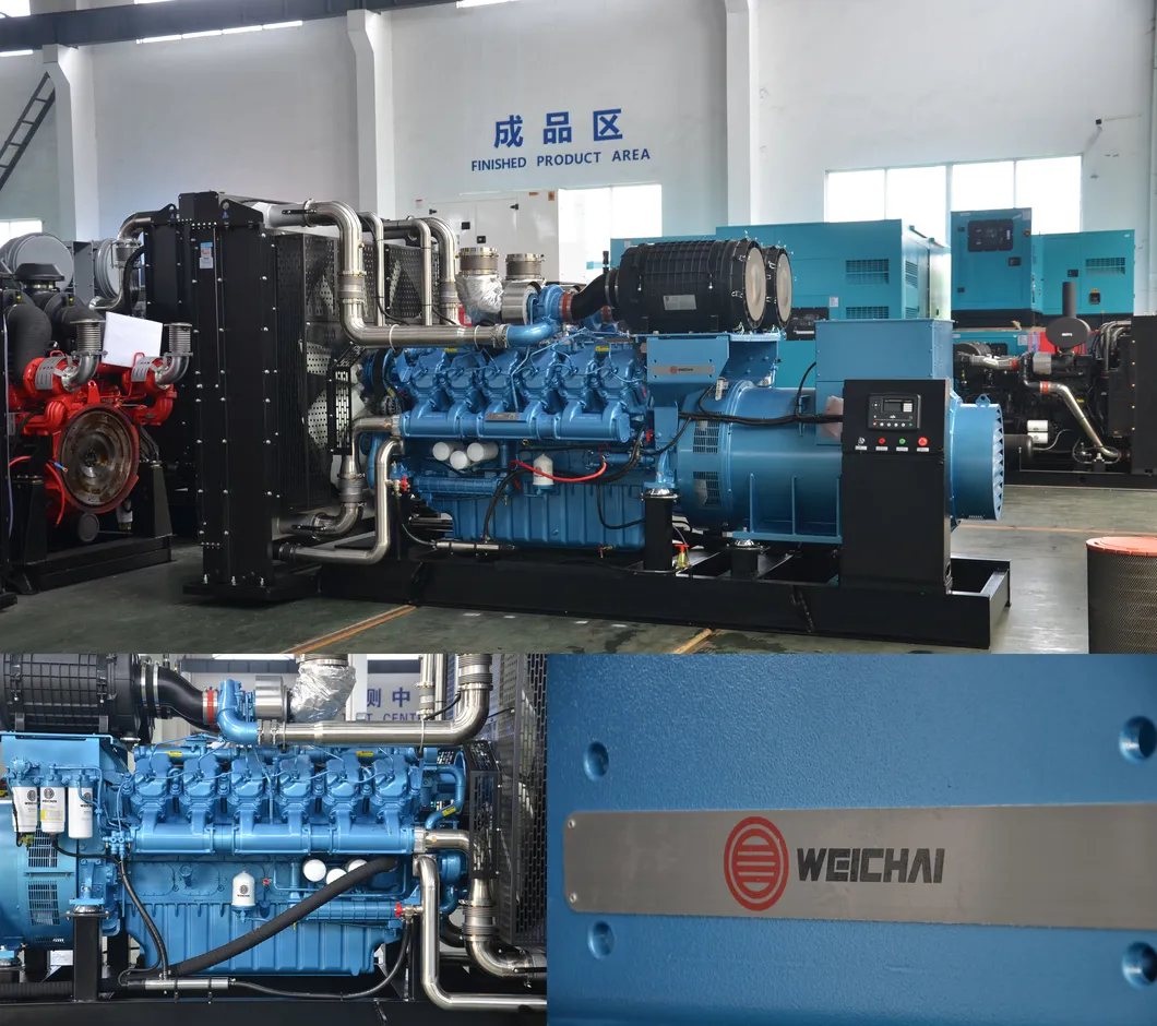 Generador diésel de gran potencia 800kw de estructura abierta Weichai Baudouin 1000kVA en venta