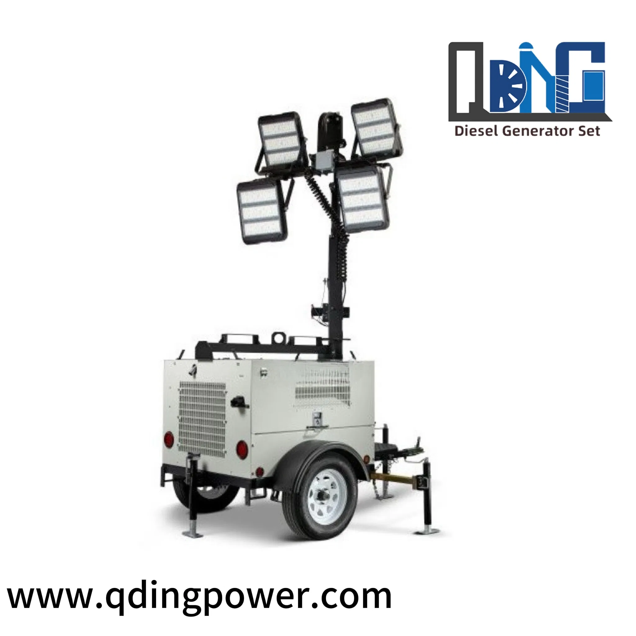 Torre de luz móvil remolcable con 6kw generador diésel silencioso 50Hz super silencioso