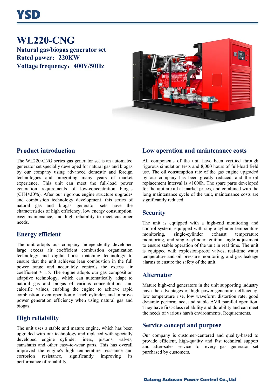 Generador silencioso de CNG/LNG
