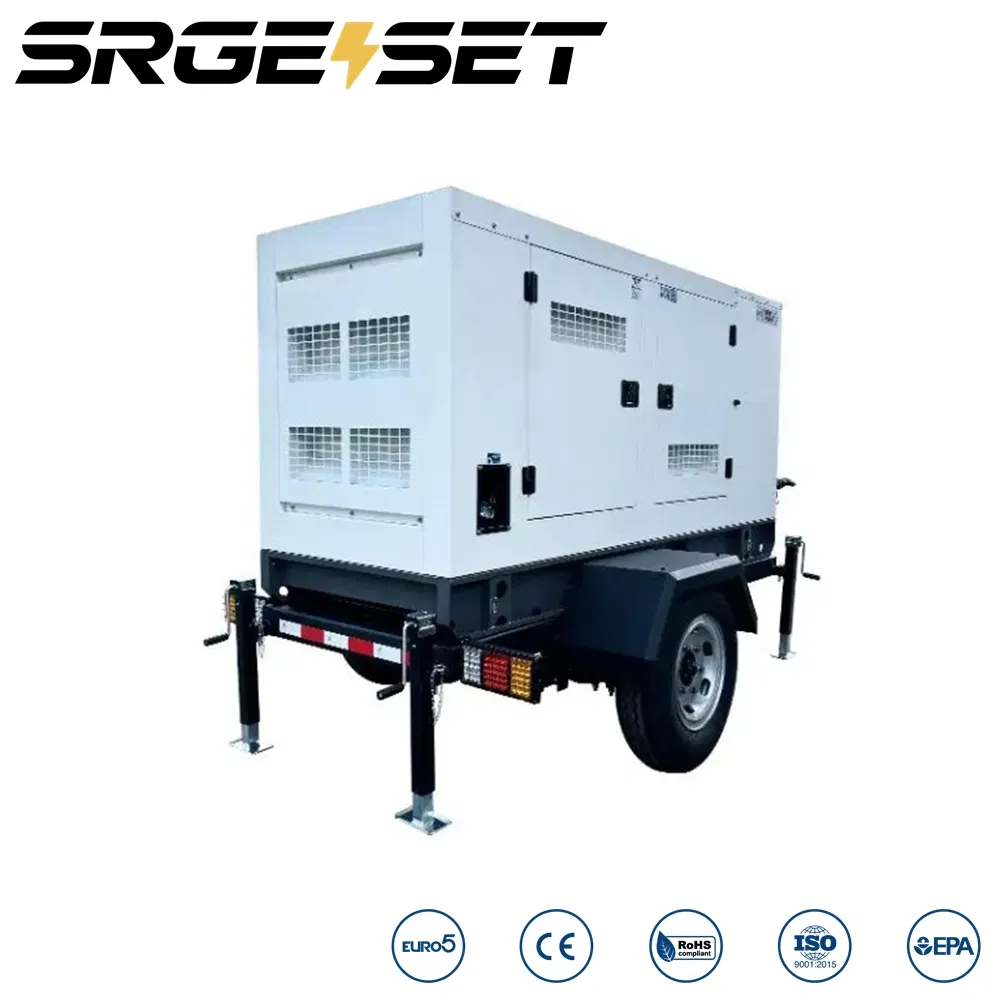 38kw 5000m Generador de motor diésel silencioso y a prueba de sonido, remolque móvil, energía de emergencia