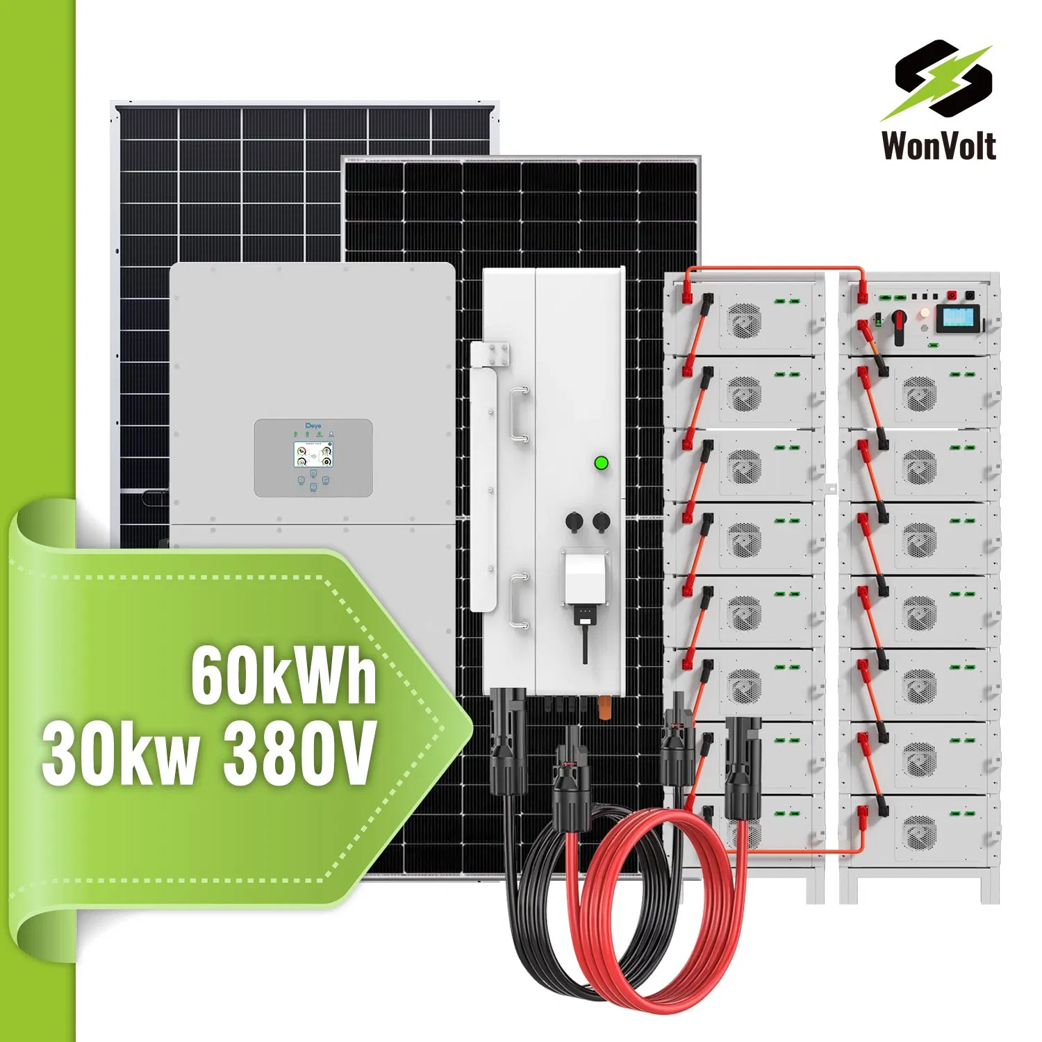 Deye 30kw 50kw 70kw 80kw 100kwh Sistema de Energía Solar de Respaldo Industrial con Arranque de Generador