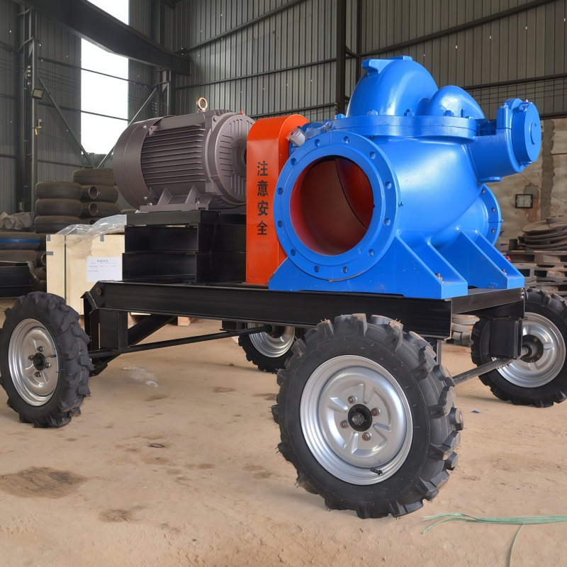 Bomba centrífuga automática de agua de gran caudal horizontal diésel para riego agrícola, bomba de doble succión de carcasa dividida