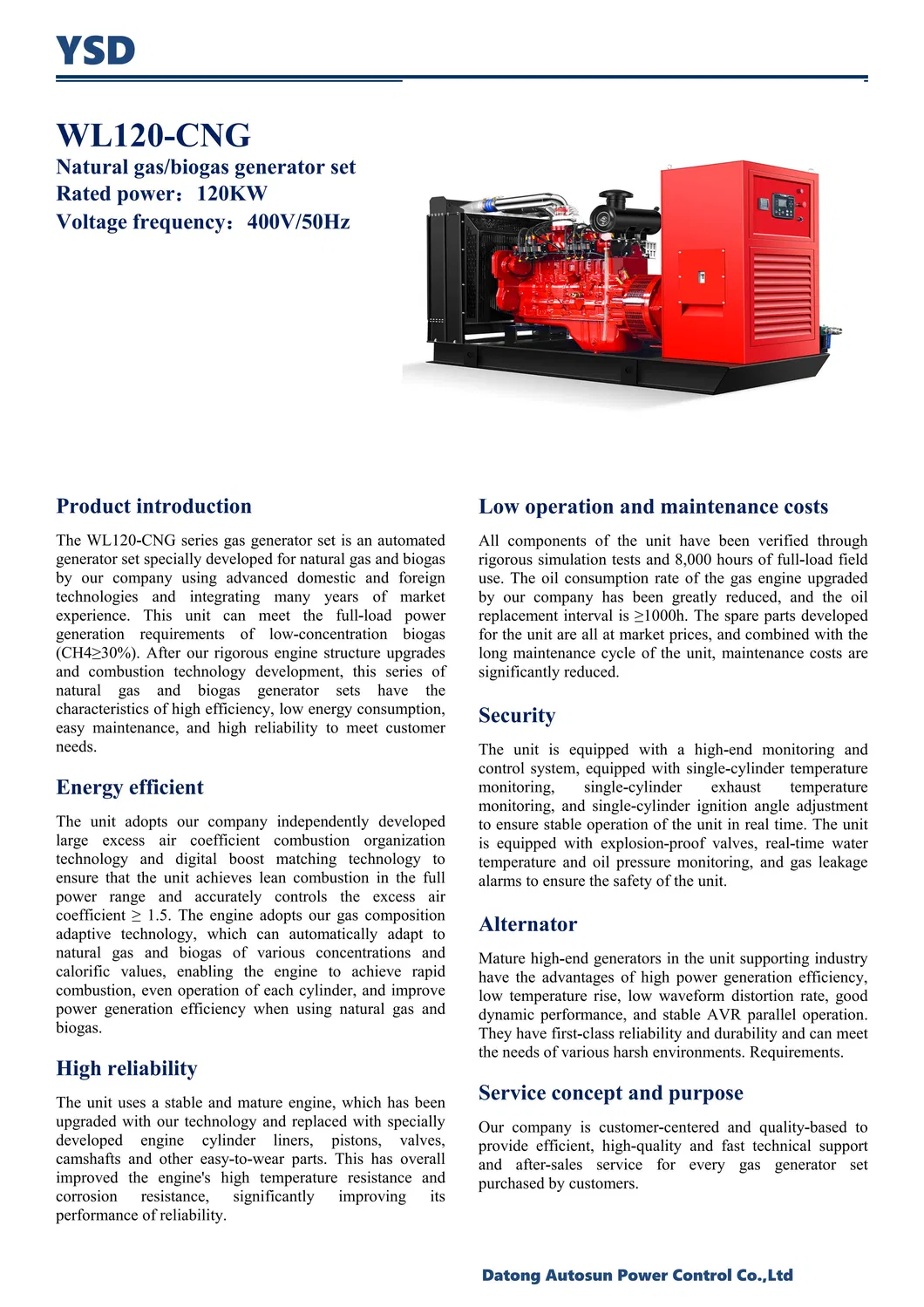 Especificaciones de Motor de Gas