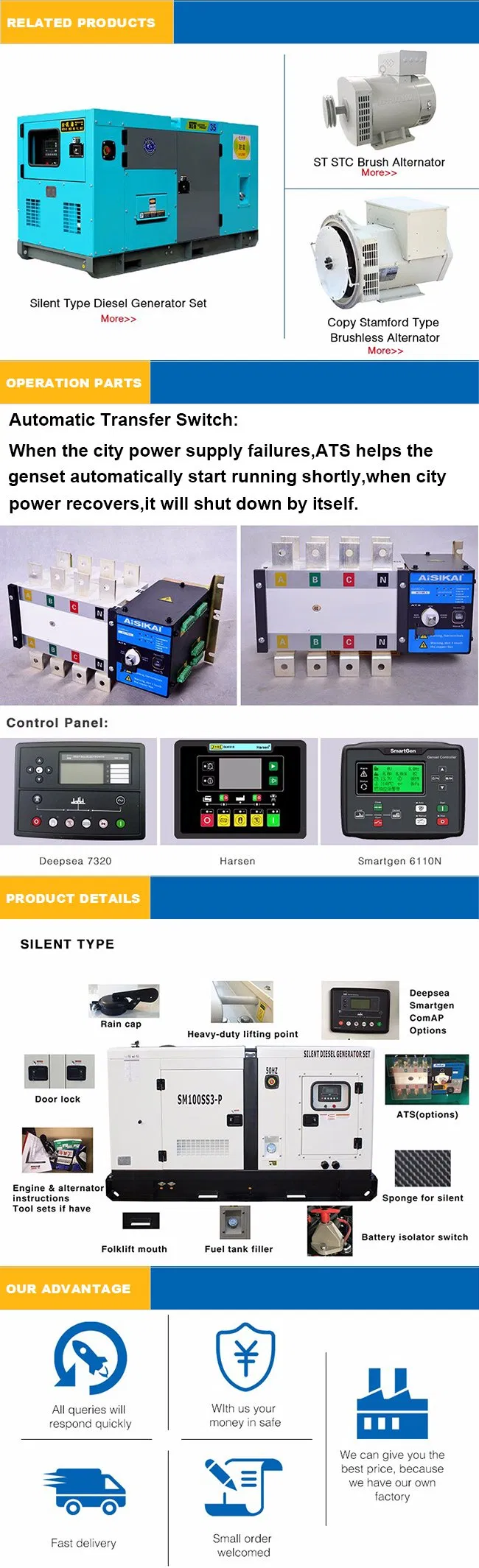 5kVA 10kVA 20kVA 25kVA Conjunto Generador Diesel de Potencia Abierto y Silencioso Yanmar Kubota Japón 50Hz 60Hz Generador Eléctrico Abierto Silencioso