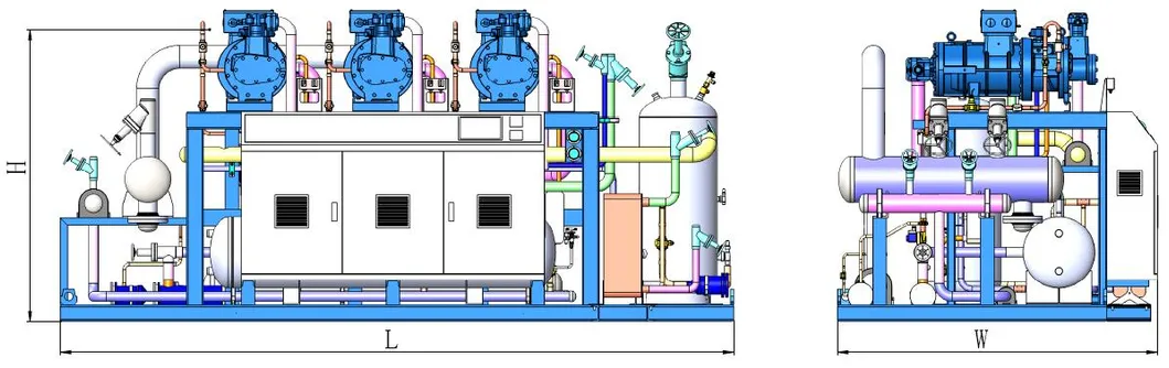Equipo de refrigeración para la cadena de frío con compresor de tornillo Frascold