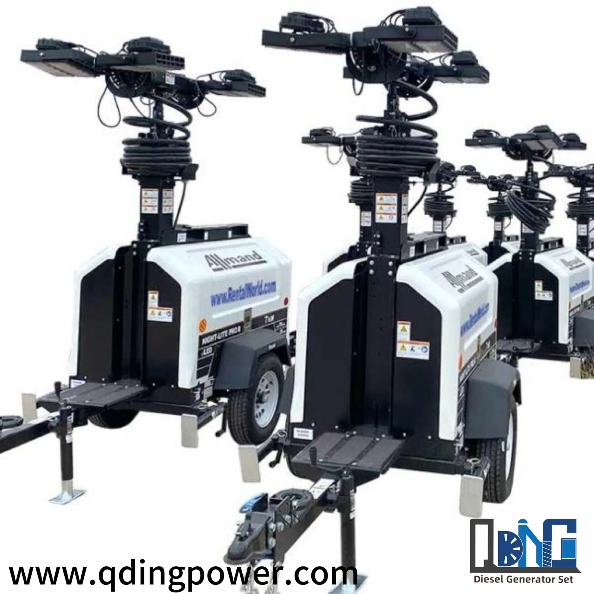 Torre de luz móvil remolcable con 6kw generador diésel silencioso 50Hz super silencioso