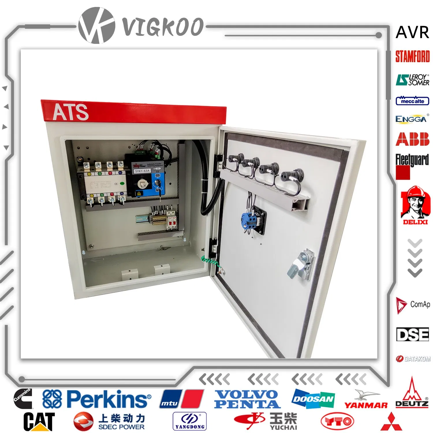 Interruptor de Transferencia Automático / Manual Inteligente Trifásico 3p 4p Interruptor de Cambio de Doble Potencia Caja del Controlador ATS 16A-3200A ATS