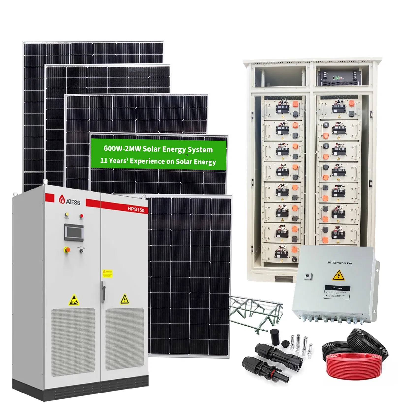 Energía Solar Híbrida 100K 200kw Almacenamiento 100kwh 200kwh Sistema de Respaldo de Batería de Litio para Fábrica LiFePO4