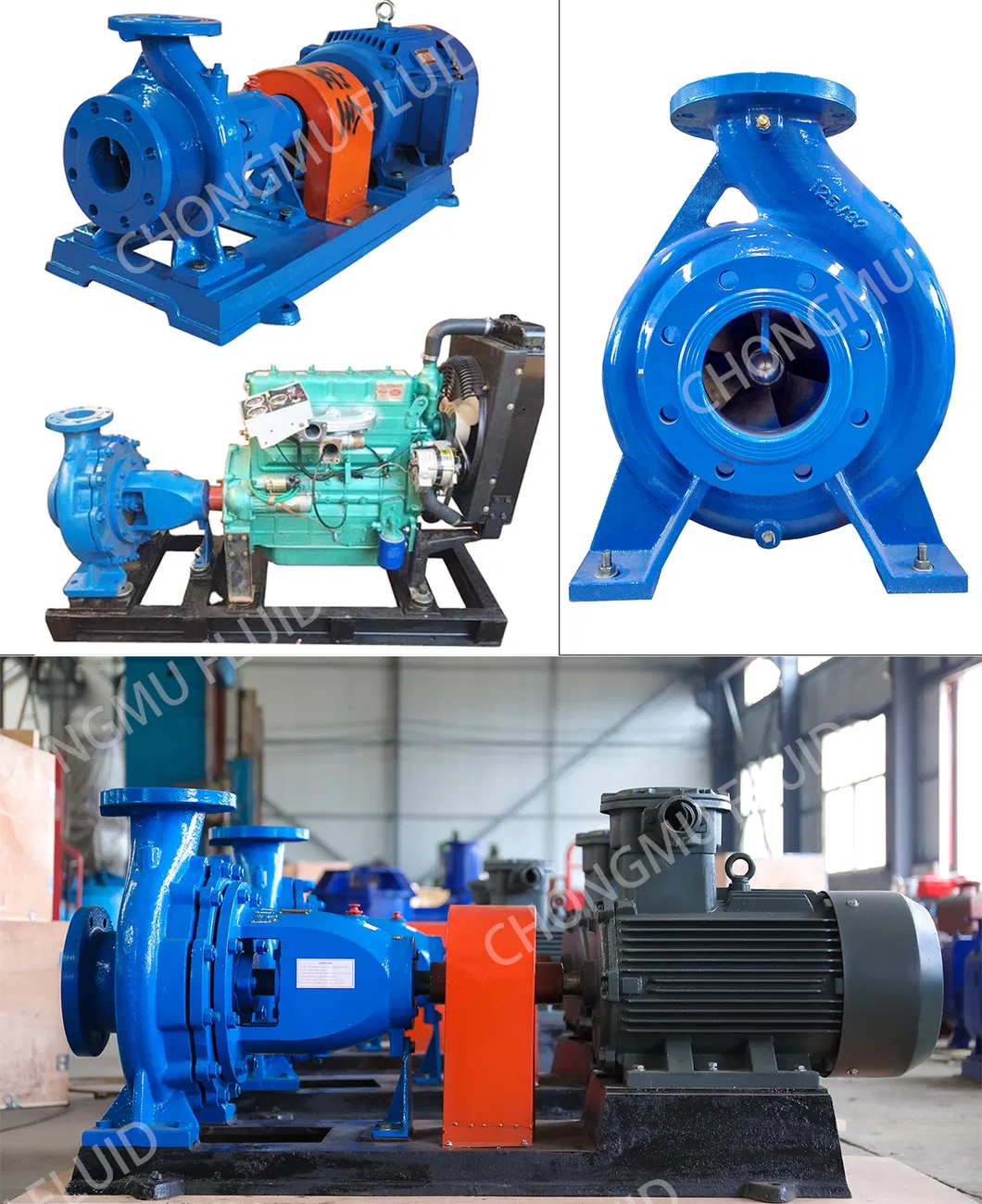 Motor eléctrico de serie, motor diésel, bomba de agua de succión axial de un solo estado, química, agricultura, hierro fundido, acero inoxidable, centrífuga, riego agrícola